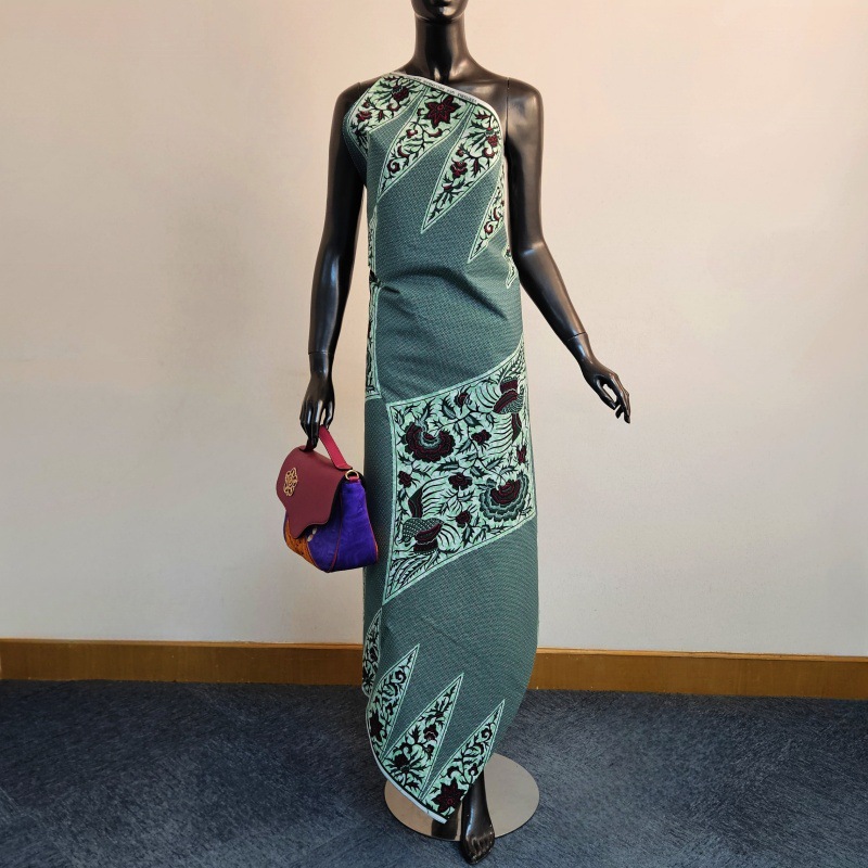 6 ياردة طويلة مطبوعة رمادي أخض - مراجعة Sewing Batik وسعره